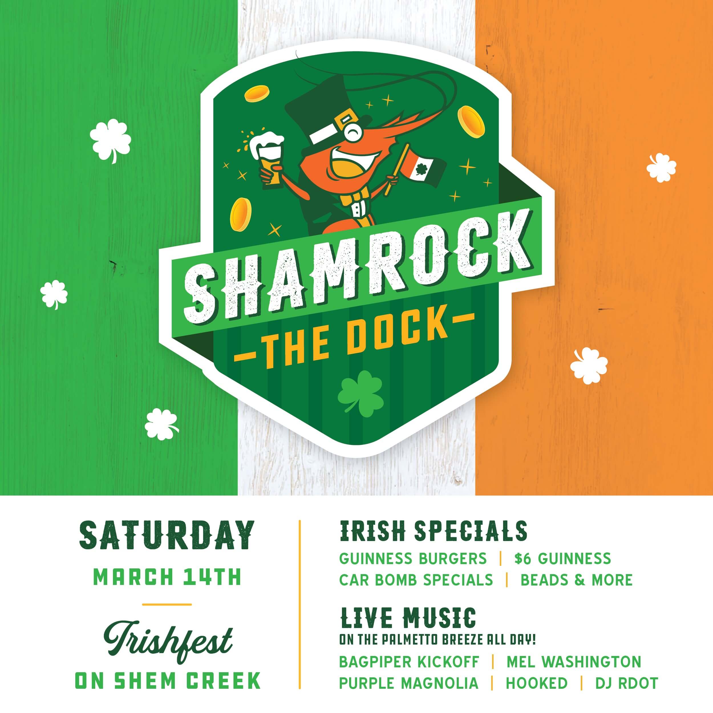 Saint Patrick's Day Shem Creek 2026 Red's Ice House Shamrock the Dock